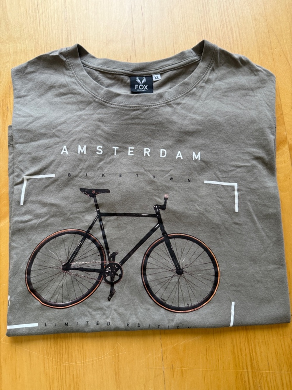 Fox Originals Amsterdam Bike Graphic T-Shirt XL Olive Streetwear Casual Tee